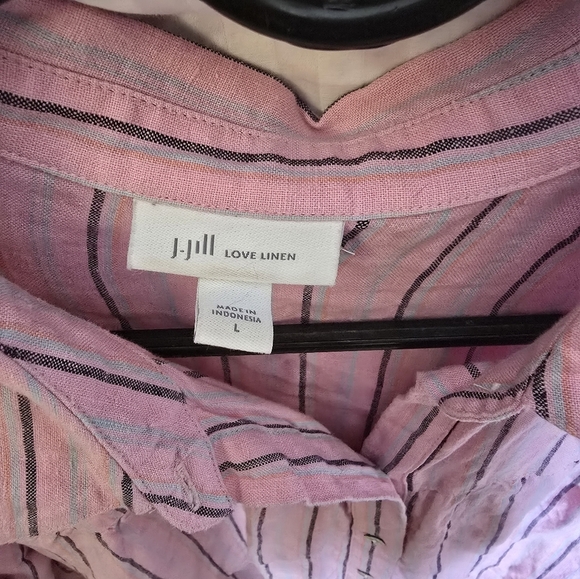 J. Jill Love Linen Size XS Stripe Button Front Tiered Shirt Dress - Picture 2 of 3